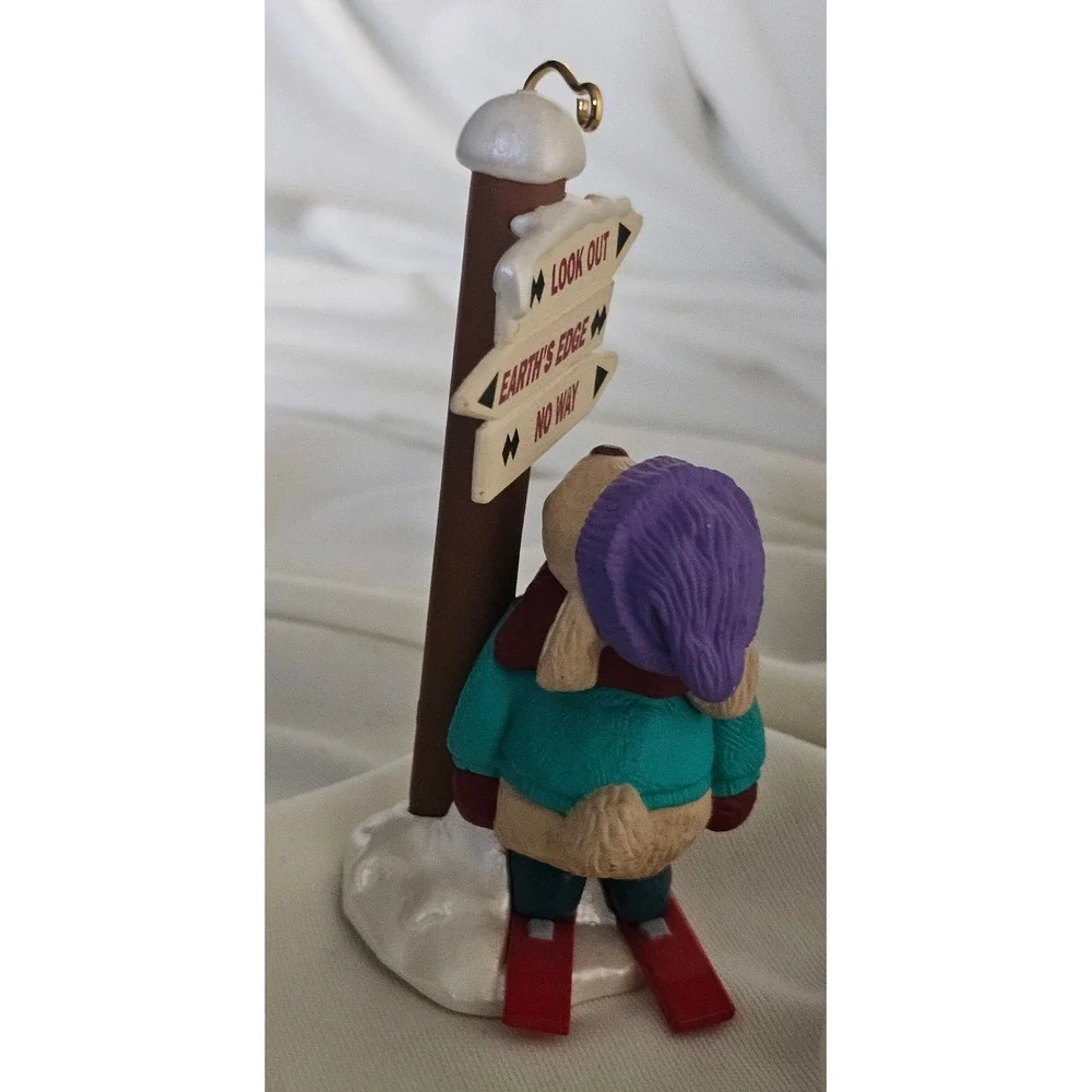 VTG Hallmark Keepsake 1994 Skiing Bunny Rabbit Christmas Ornament Winter Sign